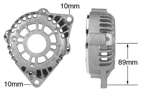 Part # 21153 - Alternator Frame, DE (Drive End) Front Housing with 10:00, 10mm Mounting Ear, 6303 Bearing Not Included