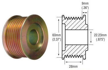 # 241755 - 8-Groove Pulley for Delco 22Si and 27Si Series Alternators. May fit other Alternators with 22.23mm (7/8 in.) Shaft