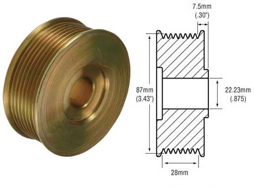 # 241752 - 8-Groove Alternator Pulley 28mm Belt x 87mm OD x 22.23mm (7/8 in.) Bore