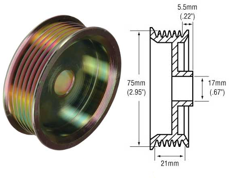 6-Groove Pulley For Alternators with 17mm shaft