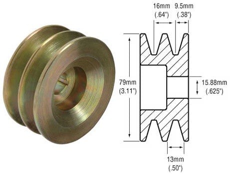 # 244102 - 2-Groove V-Belt Pulley, Prestolite 8AR, 8MR, 8TA/TA, MA Series Alternators, 13mm Belts x 79mm OD x 15.88mm (5/8 in.) Bore w/ Keyway