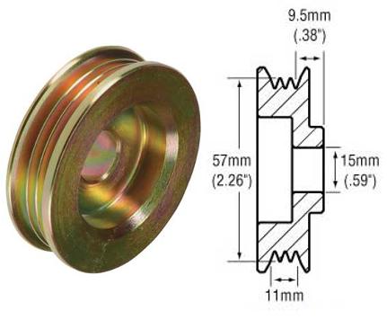 # 2482251 3-Groove Pulley For Denso Alternators Used On Acura, Daihatsu, Geo, Honda, Sterling, Suzuki, Toyota 11mm Belt x 57mm OD x 15mm Bore