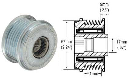 # 2494250 - Pulley, 6-Groove Serpentine Clutch, For Valeo Alternators