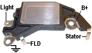 # D432 - Voltage Regulator, 12 Volt, B-Circuit, 1-Spade L Terminal, 14.7 Vset, For Delco CS121 Series Alternators