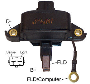 # IB392 (35-9115) - Voltage Regulator, Brush Holder Assembly for Bosch Alternators - 12 Volt, A-Circuit, L-S Terminals, 14.4 Volt set point