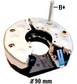 Part # IBR305 Diodes: 6-25 Ampere Diameter OD: 90 mm, With Trio, With M6x33mm Battery Post - For 28-33 A Alternators FOR USE ON Alfa Romeo, Audi,