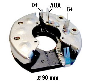 Part # IBR306 Diodes: 6-25 Ampere Diameter OD: 90 mm, With Trio, For 28-33A Alternators FOR USE ON Alfa Romeo, BMW, Peugeot, Agrifull, Fiat, Lanci