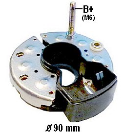 # IBR307 - Rectifier, Diodes: 6-25 Ampere Diameter OD: 90 mm, With M6x33mm Battery Post, With Trio - For 33 A Alternators