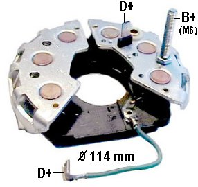 Part # IBR310 Diodes: 6-40 Ampere Diameter OD: 114 mm ���� With M6x33mm Battery Post ���� With Trio ���� For 70 A Alternators FOR USE ON: Various