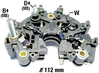 Part # IBR844 (31-9124) Bridge Rectifier For Bosch 70-90A Alternators Used On (2000-91) Mercedes, Saab Replaces Bosch 1-127-319-510, 1-127-319-593