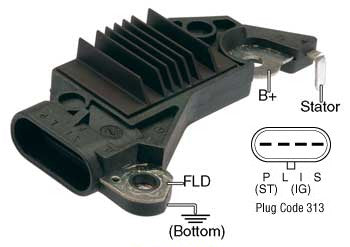 # D703XHD - Voltage Regulator, 12 Volt, B-Circuit, P-L-I-S Terminals, 14.8 Volt Set Point, 10 second LRC, Delco CS130D Series Alternators