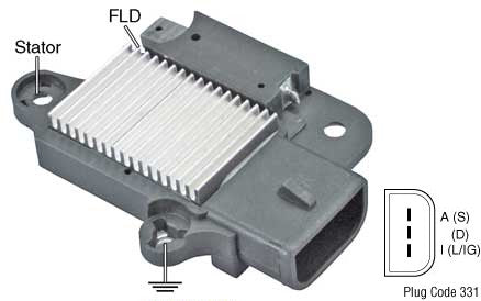 # F798 - Voltage Regulator Brush Holder Assembly, 12 Volt, A-Circuit, I-D-A Terminals, 14.4 Vset, w/o LRC, For Ford 4G Series Alternators