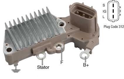 # IN453 - Voltage Regulator for Nippondenso (Denso) Alternators - 12 Volt, A-Circuit, S-IG-L Terminals, 14.4 Vset, w/o LRC Used On: (2004-95) Lexus