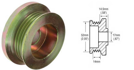 # 241253 - 4-Groove Alternator Pulley for Delco 12Si, CS121, and CS130 Series Alternators. May fit other Alternators with 17mm Shaft