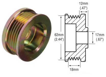 # 241265 5-Groove Pulley For Delco CS130 Series Alternators Dimensions 18mm Belt x 62mm Rib OD x 17mm Bore