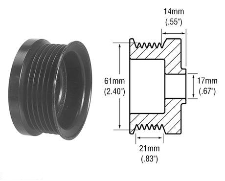 # 241281 - 6-Groove Pulley for Delco Type CS144 Series Alternators - 21mm Belt x 61mm OD x 17mm Bore