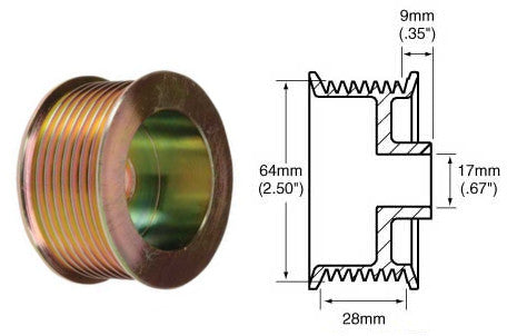 # 2422611 - 8-Groove Standard 64mm OD Pulley, Ford 3G and 6G Series Alternators