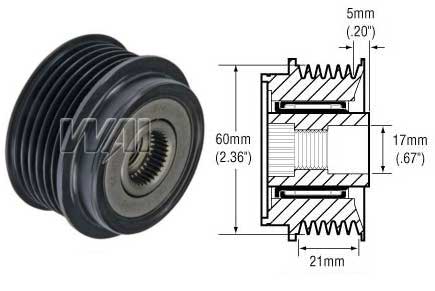 # 242278 - 6-Groove Clutch Pulley  For Ford  Alternators