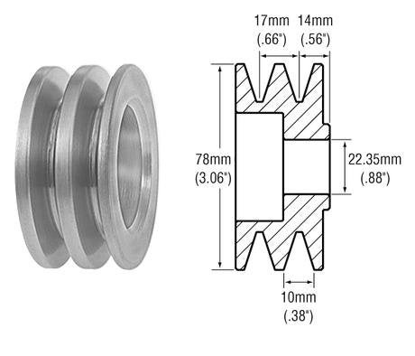 # 242501 2-Groove V-Belt Alternator Pulley for Ford 1G, GM and other Alternators,  Dimensions: 10mm Belts x 78mm OD x 22.35mm (.880 in.) Bore