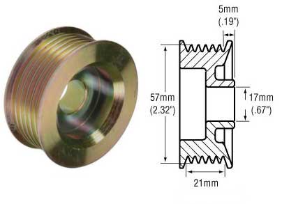 # 2482263 - 6-Groove Alternator Pulley For: Nippondenso Alternators On: Chevrolet, Chrysler, Dodge, Eagle, Jeep, Lexus, Plymouth, Toyota, may fit othe