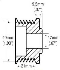 Part No. D1-CS130-018, 1-7/8, 49mm small overdrive Pulley for  GM & Ford Alternators