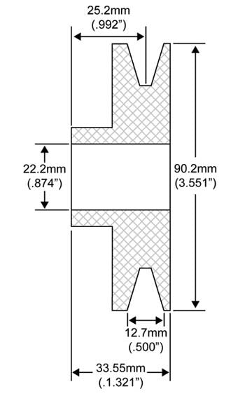 # QS20112008 - 1-Groove V-Belt Pulley, Delco Alternators, 13mm Belt x 83mm OD x 17mm Bore