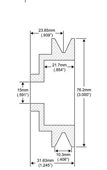 # QS20114004 - 1-Groove V-Belt Pulley, Ford Alternators, 10mm Belt x 76mm OD x 15mm Bore