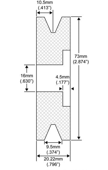 # QS20116002 - 1-Groove V-Belt Pulley, Leece Neville Alternators, 10mm Belt x 73mm OD x 16mm Bore