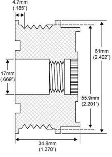 # QS20540000 - Pulley, 5-Groove Serpentine Clutch, For Bosch and Valeo Alternators