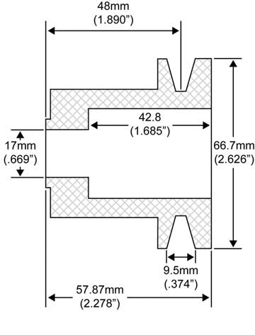 # QS20124000 - 1-Groove V-Belt Pulley, Bosch Alternators, 10mm Belt x 67mm OD x 17mm Bore