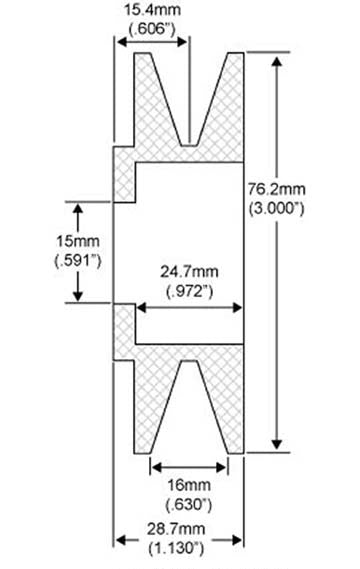 # QS20152002 - 1-Groove V-Belt Pulley, Denso Alternators, 16mm Belt x 76mm OD x 15mm Bore