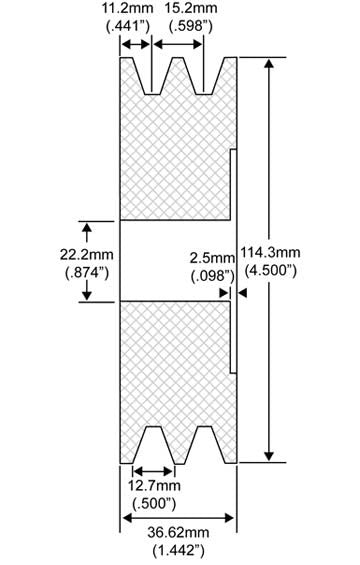 # QS20201007 - Pulley, 2-Groove V-Belt, 22.23mm Bore, 114mm OD, 13mm Belt, For Caterpillar and Kenworth Alternators