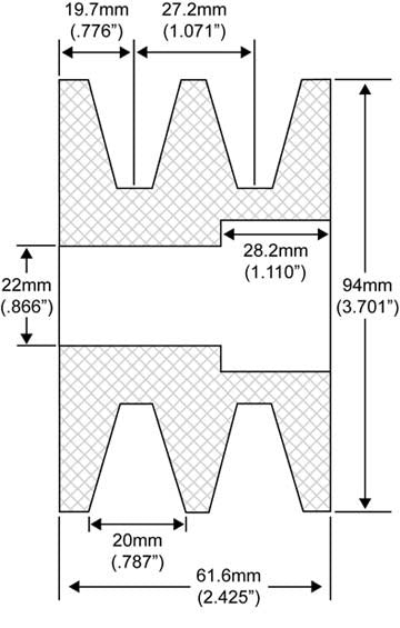 # QS20201009 - Pulley, 2-Groove V-belt, 22mm Bore, 94mm OD, 20mm Belt, For Heavy Duty Caterpillar Alternators