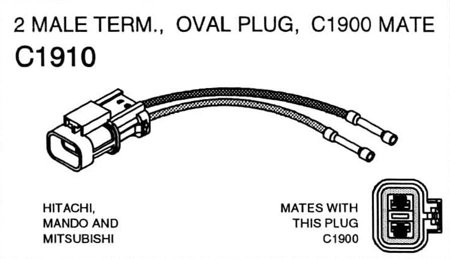 Part # C1910 - fits: Hitachi, Mando, and Mitsubishi Alternator Wiring Repair Plug, Male