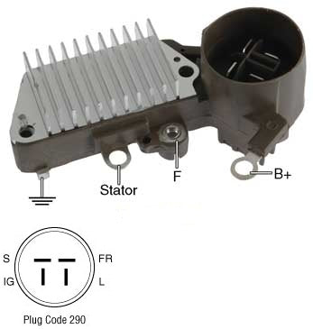 # IN444 - Voltage Regulator for Nippondenso (Denso) Alternators Used On Acura, Honda, Sterling Vehicles - 12 Volt, A-Circuit, S-FR-IG-L Terminals