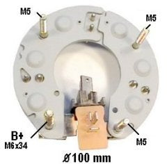 # INR400 -  Bridge Rectifier w/ brusholder assembly,  Diodes: 6-30 Ampere Diameter OD: 100 mm, ON Honda, Kubota, Rover