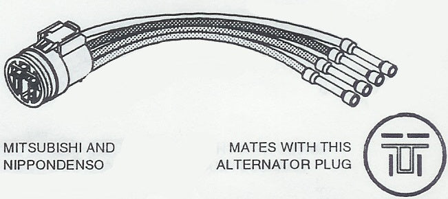 # C1860, Repair Connector, Voltage Regulator, Mitsubishi and Nippondenso type Alternators, 4-Pin Round Plug