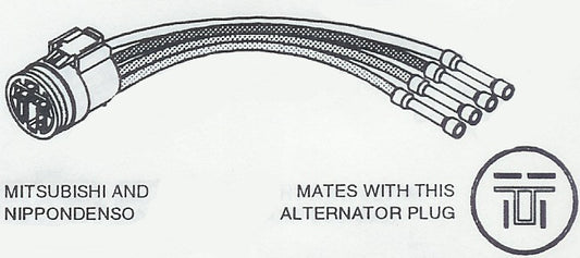 # C1860, Repair Connector, Voltage Regulator, Mitsubishi and Nippondenso type Alternators, 4-Pin Round Plug