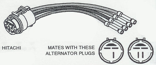 Part # C2030 - Japanese Round Alternator Wiring Harness Repair PigTail  Round Plug with Butt Connector 3 or 4  Female Terminals