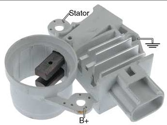 # F602 - Voltage Regulator Brush Holder Assembly, 12 Volt, A-Circuit, I-FR-A Terminals, 14.4 Vset, 7 second LRC, For Ford 6G Series Alternators