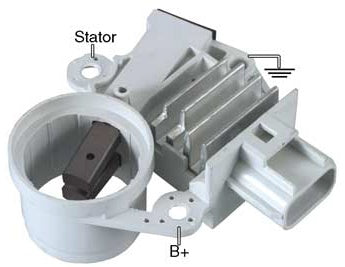 # F603 - Voltage Regulator Brush Holder Assembly, 12 Volt, A-Circuit, I-FR-A Terminals, 14.4 Vset, 7 sec. LRC, For Ford 6G Series Alternators