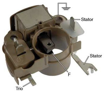 IM266 Voltage Regulator / Brush Holder Assy. For: Mitsubishi Alternators Used On: (1989-86) Ford, Mazda Unit Nos: Mitsubishi A5T16471, A5T30977, A5T31