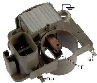 # IM285 - Voltage Regulator / Brush Holder Assy. 12 Volt, S-L Terminals, 14.5 Volt set point For: Mitsubishi Alternators Used On: Dodge, Mitsubishi