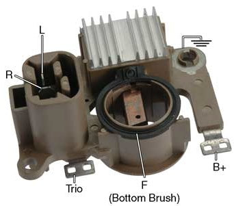 IM290 - Voltage Regulator / Brush Holder Assy.  L-R Terminals, 14.7 Vset For: Mitsubishi Alternators Used On: Hyster, Sumitomo Yale, Yale Lift Trucks