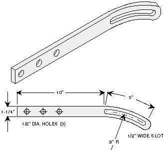 # A220, Curved Belt Tensioner Extension Bracket, Heavy Duty, J180 Alternator Installations