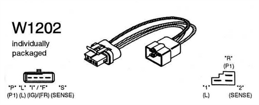 # W1202 - Wiring Adapter Harness, 3-Pin Si Plug to 4-Pin CS Plug, No Resistor in Harness, Delco 10Si thru 27Si to Delco CS130/CS144