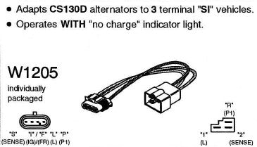 # W1205 - Wiring Harness Adapter, No Resistor, Delco Si Series to CS130D Series or AD Series 4-Pin Plug